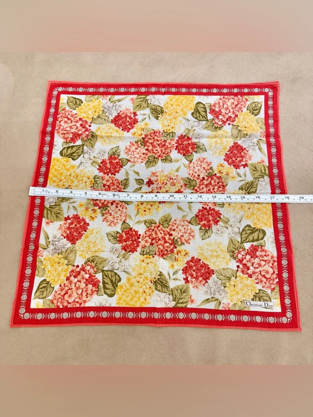 Dior Floral in Red, Yellow, and Green Handkerchief. Yÿ